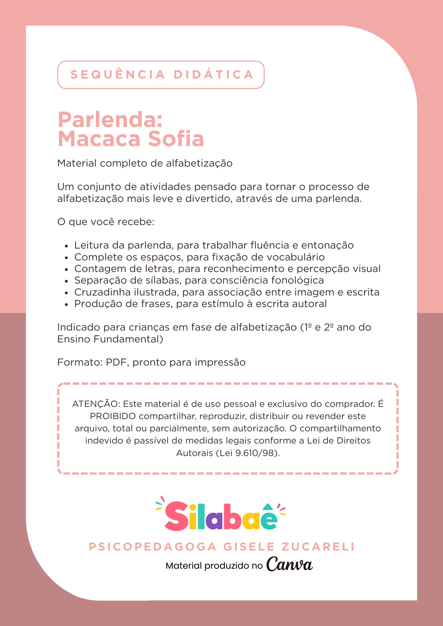 Parlenda Macaca Sofia - Atividades de Alfabetização para Imprimir (PDF) - Imagem 10
