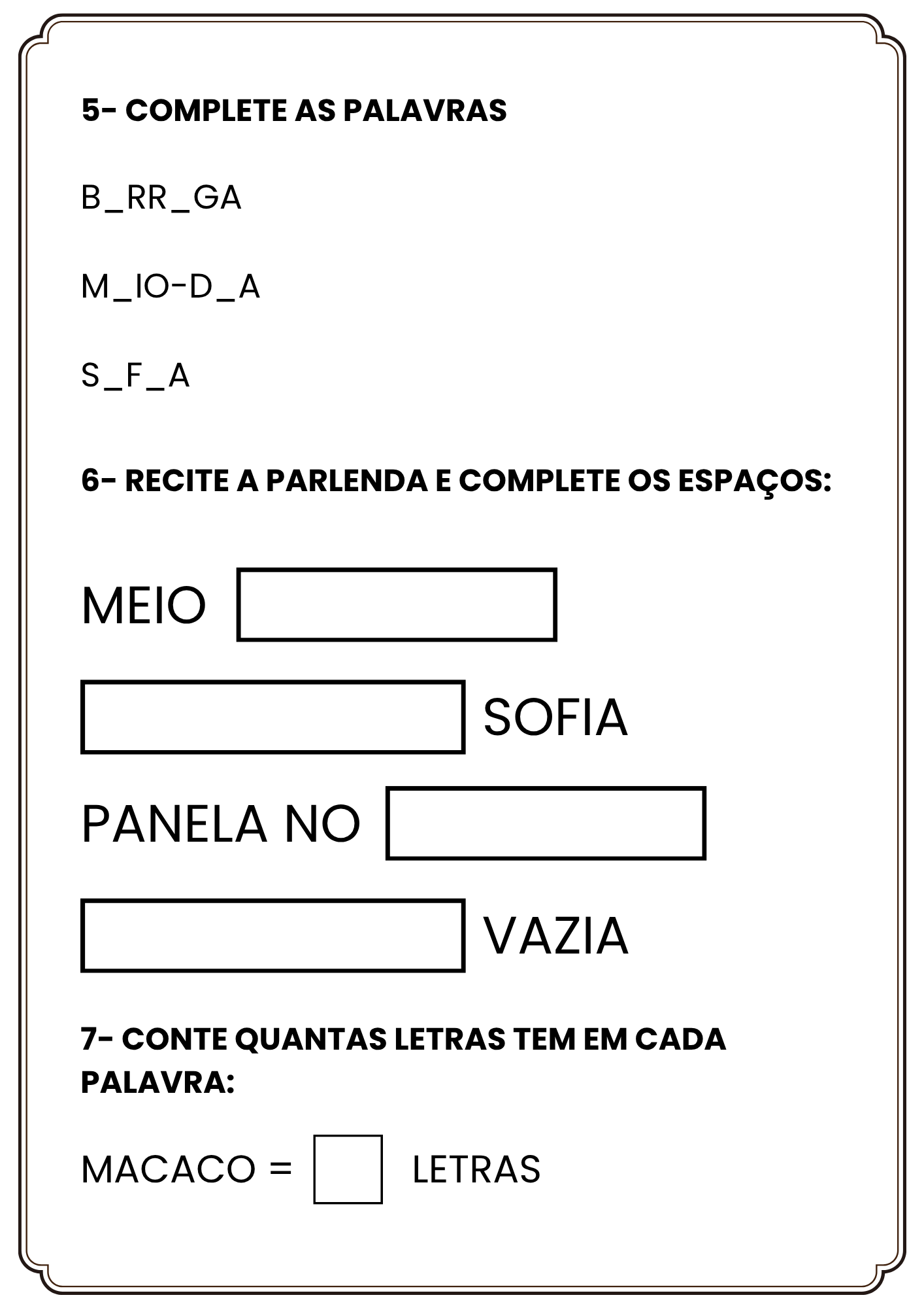Parlenda Macaca Sofia - Atividades de Alfabetização para Imprimir (PDF) - Imagem 4