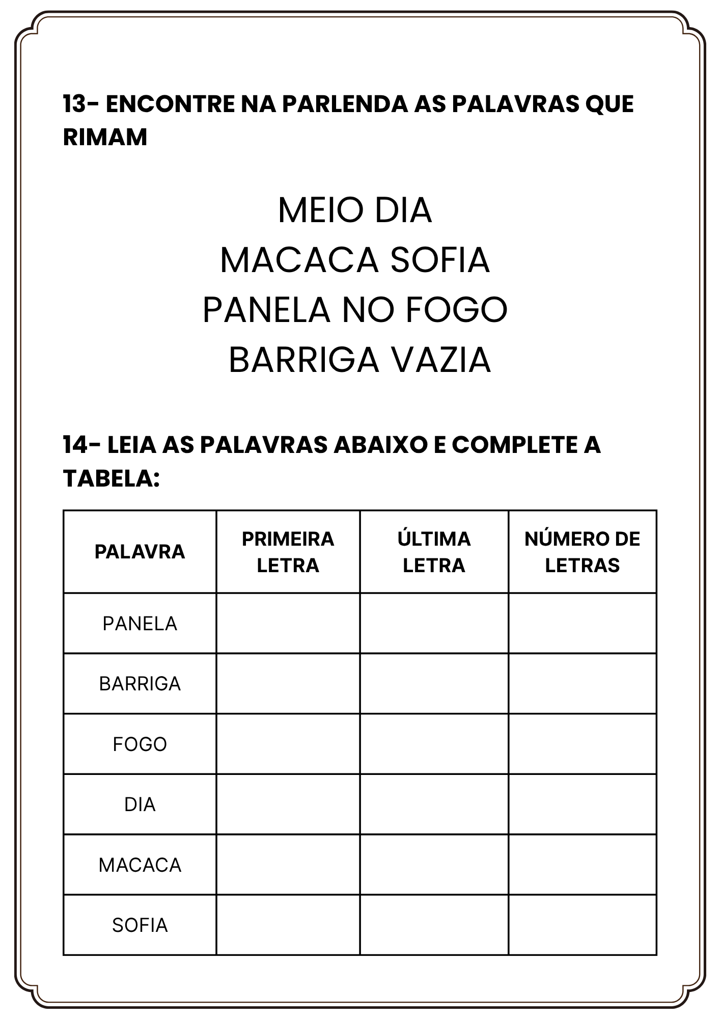 Parlenda Macaca Sofia - Atividades de Alfabetização para Imprimir (PDF) - Imagem 8